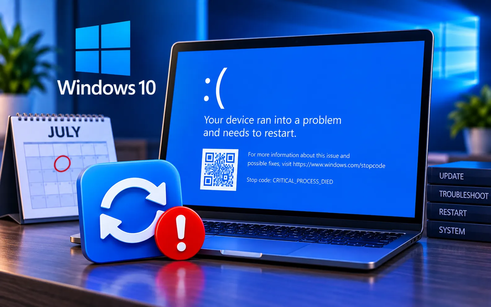 July Windows 10 update causes blue screen reboot loops